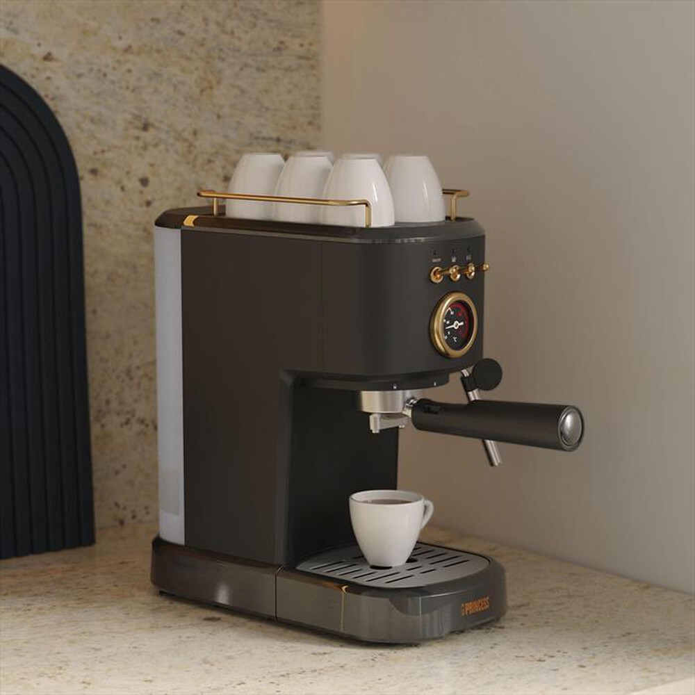 "PRINCESS - MACCHINA CAFFE' ESPRESSO 3 IN 1-Nero / Acciaio-Plastica"