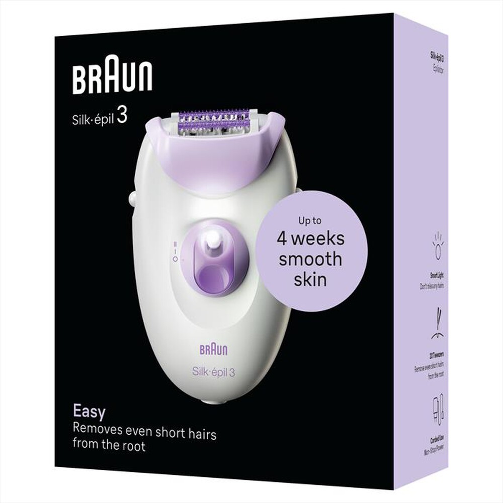 "BRAUN - Epilatore SILK-ÉPIL 3 3-000-BIANCO/VIOLA"