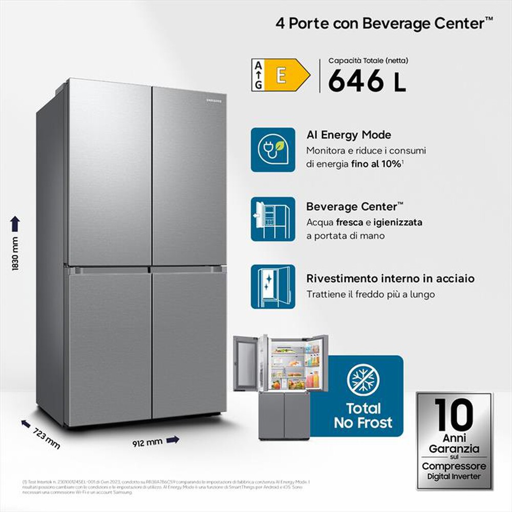 Immagine del prodotto SAMSUNG - Frigorifero 4 porte RF65DG960ESREF Classe E 647 lt-Inox Spazzolato