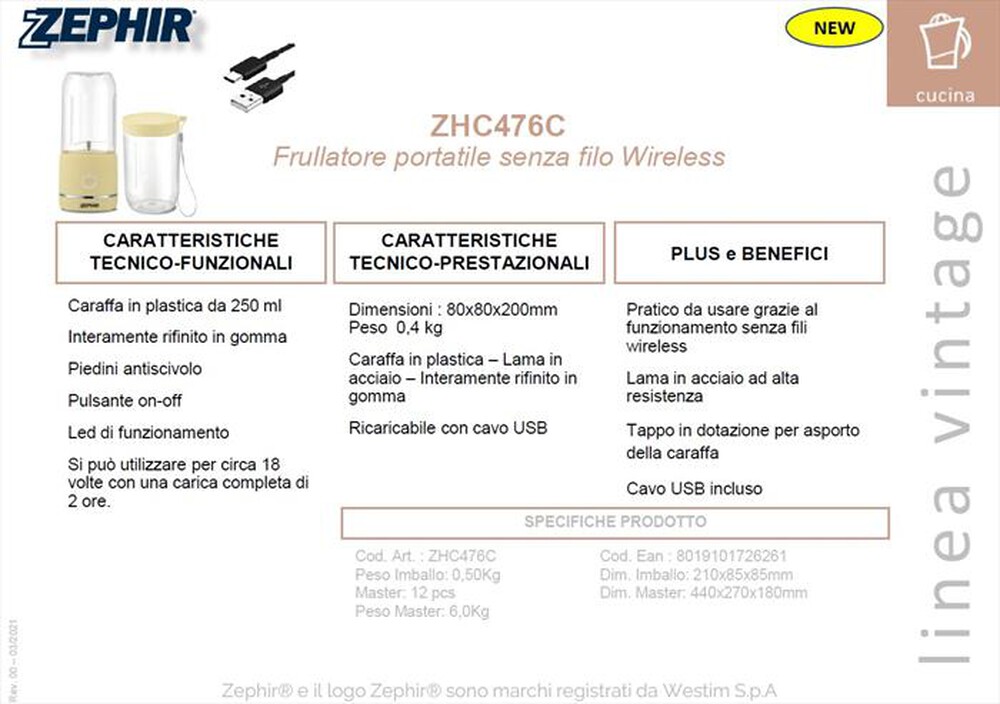 Immagine del prodotto ZEPHIR - ZHC476C-Crema