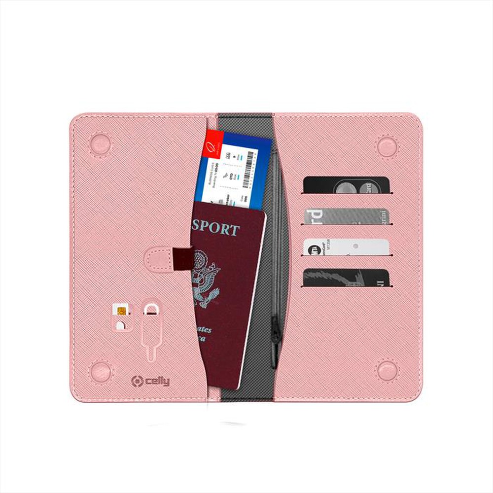 "CELLY - PASSPORTVBP - PORTADOCUMENTI MAGNETICO VENERE-ROSA/SIMILPELLE"