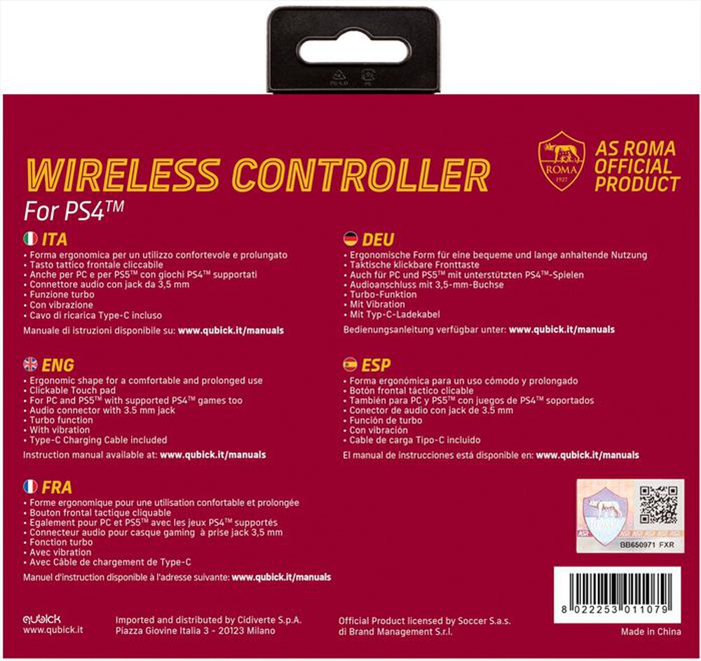 "QUBICK - WIRELESS CONTROLLER AS ROMA"
