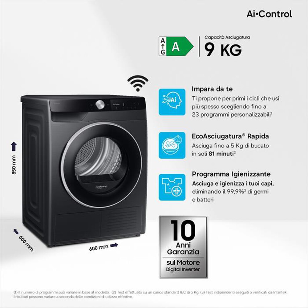 Immagine del prodotto SAMSUNG - Asciugatrice DV90DG6845LBU3 9Kg Classe A-Nero