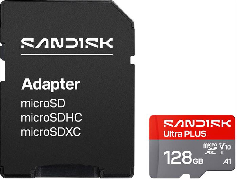Immagine del prodotto SANDISK - MEM.MICRO SD ULTRA PLUS 128GB XC +ADATT.SD A1 V10-grigio