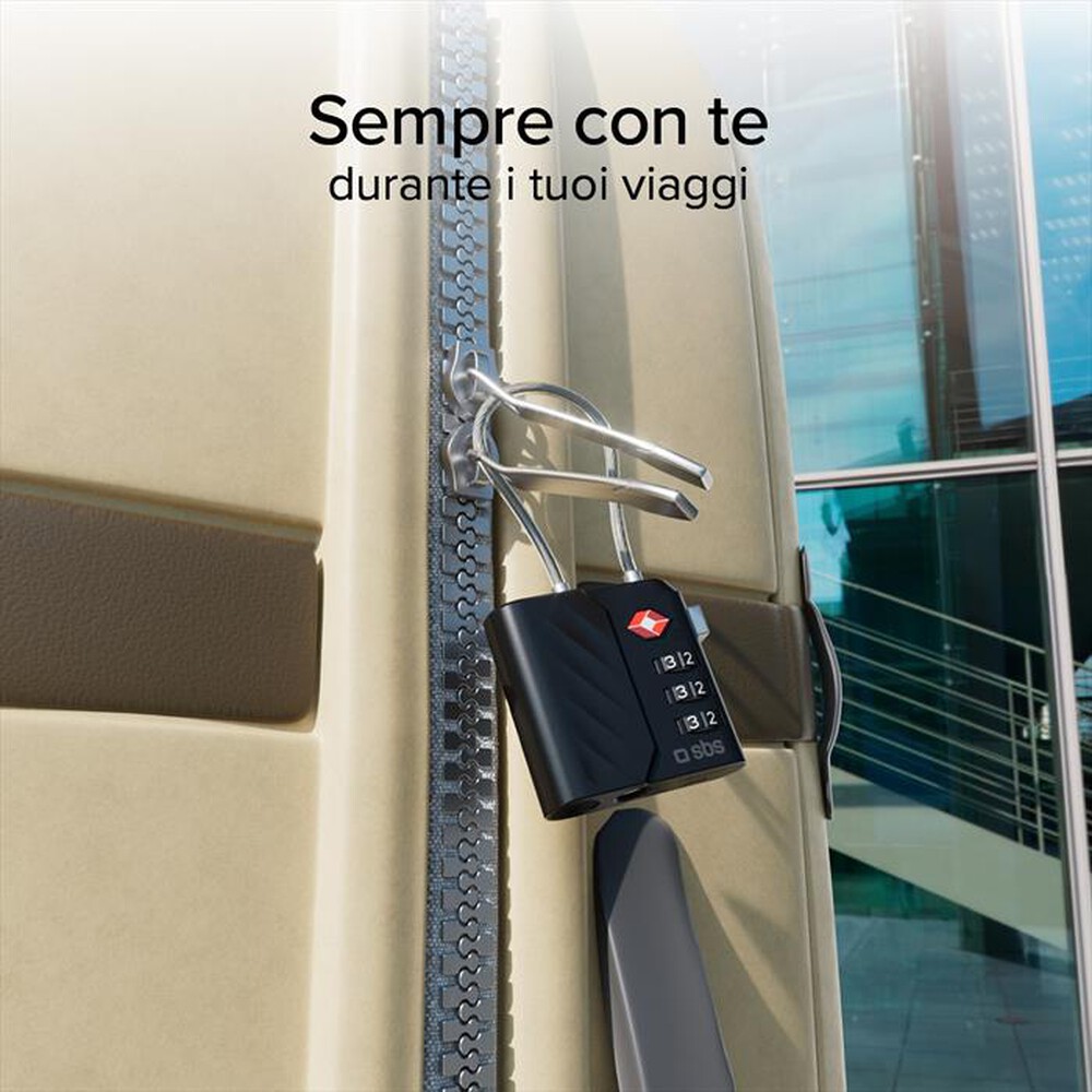 Immagine del prodotto SBS - Lucchetto TSA con localizzatore integrato-Nero