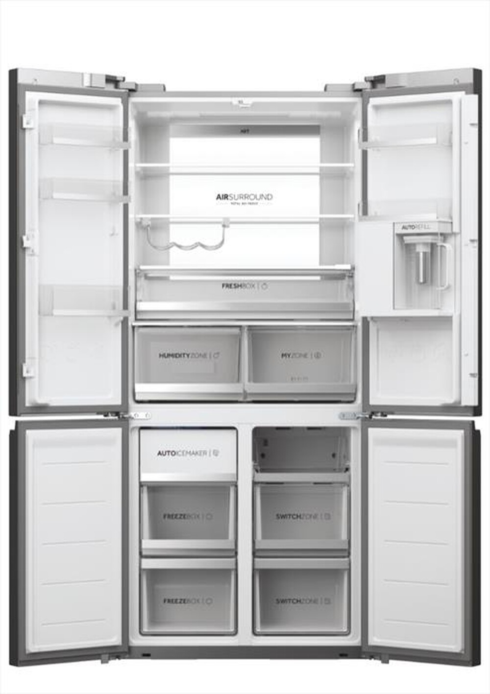 "HAIER - Frigorifero side by side HCW7819EHMP ClasseE 536l-Platino, Acciaio inossidabile"