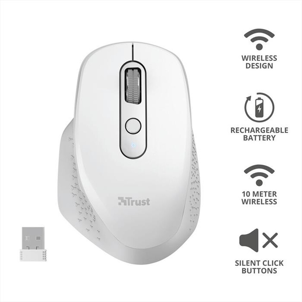 "TRUST - OZAA RECHARGEABLE MOUSE-White"
