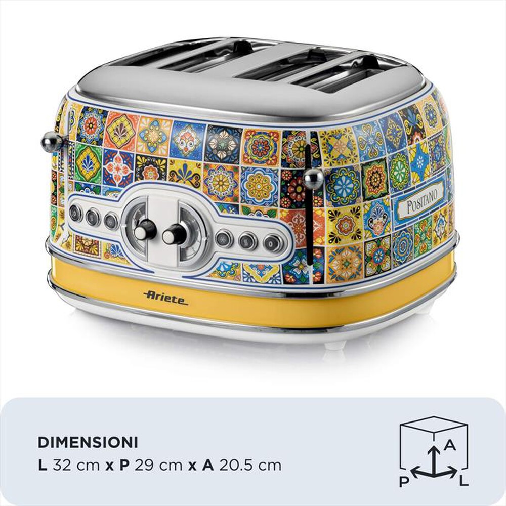 Immagine del prodotto ARIETE - 0156/0P Tostapane 4 fette Positano-Multicolour,Yellow