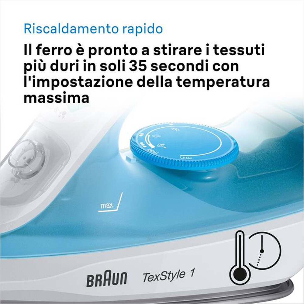 Immagine del prodotto BRAUN - Ferro da stiro a vapore TexStyle 1 SI1050BL-Bianco blu