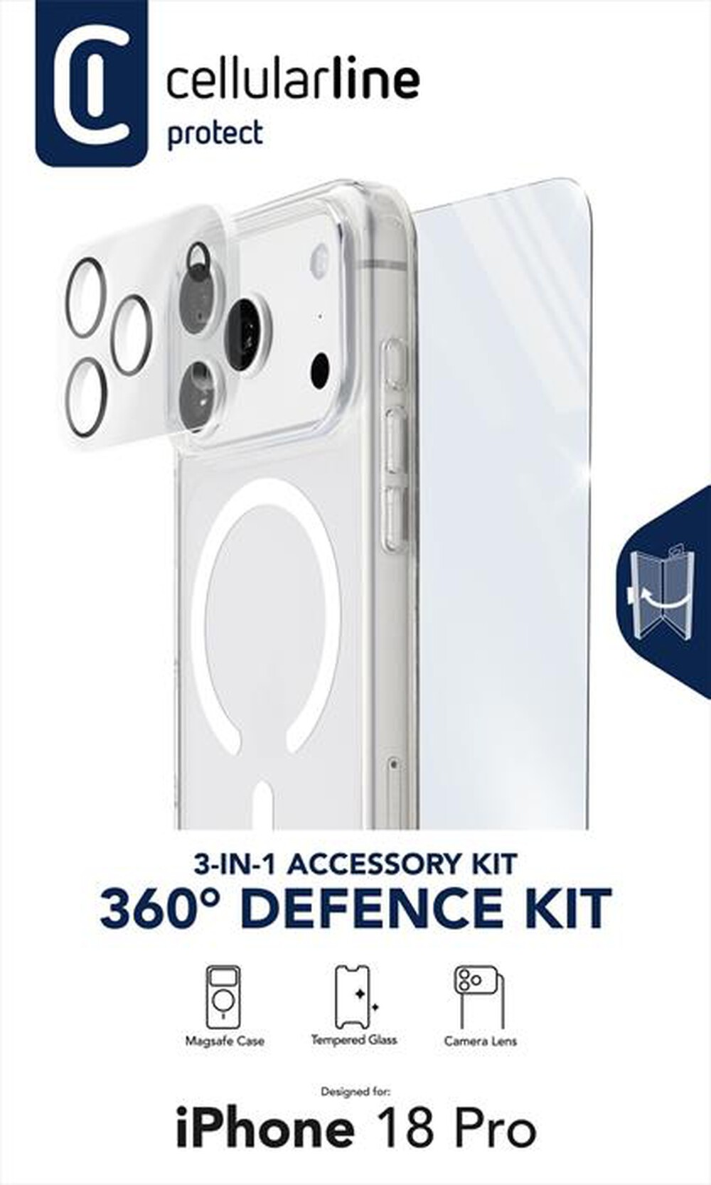 Immagine del prodotto CELLULARLINE - 360 DEFENCE KIT per iPhone 18 Pro-Trasparente