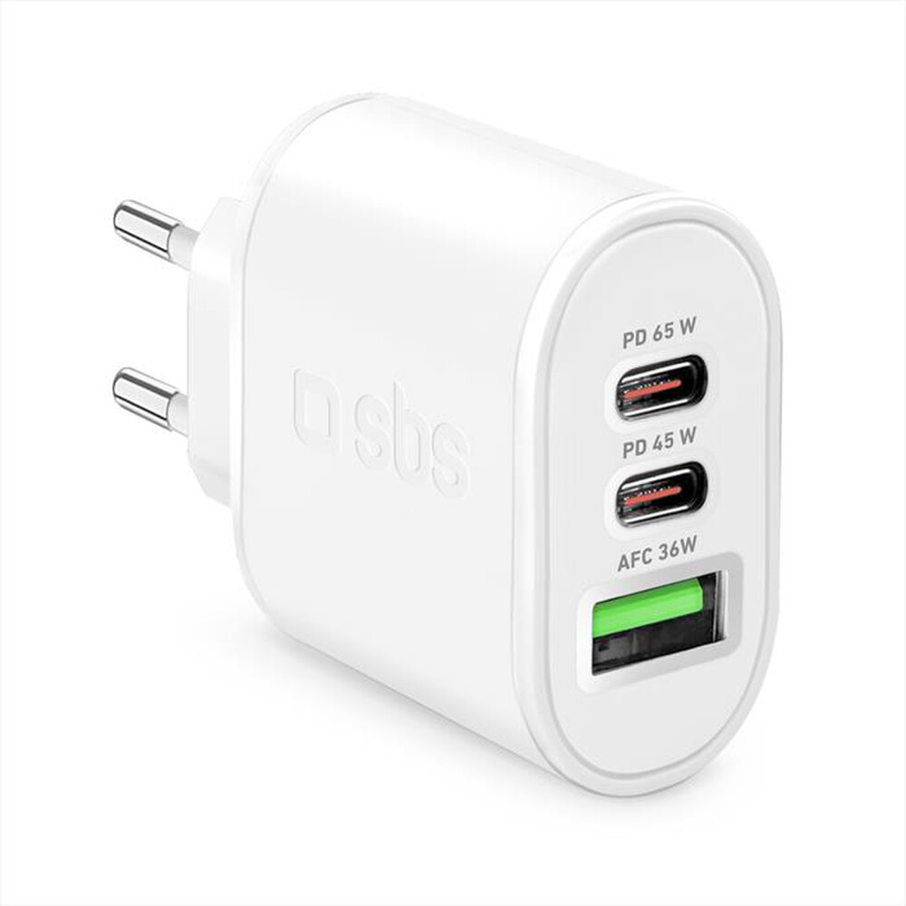 "SBS - Carica batterie TETRUSB2CGAN65W-Bianco"