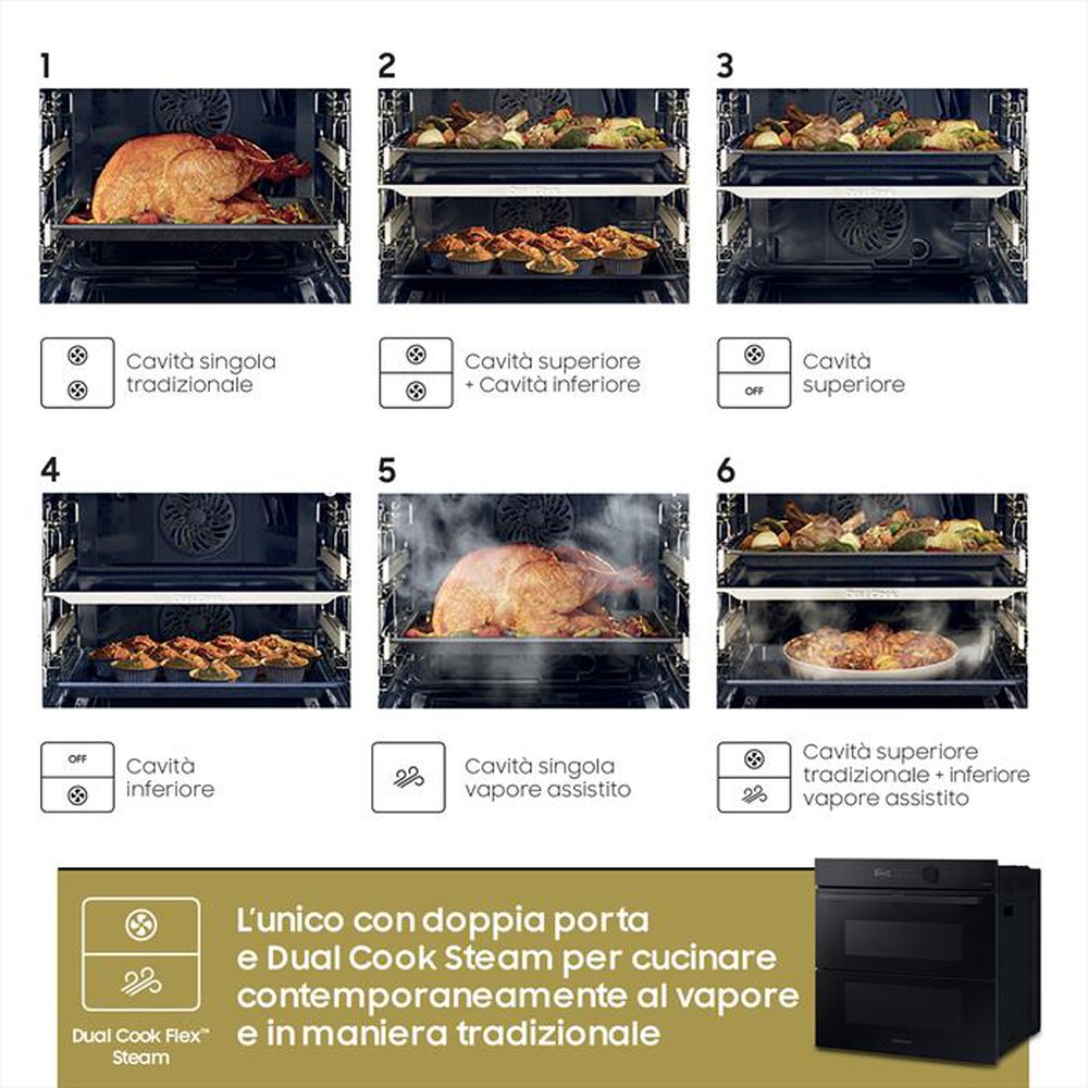 "SAMSUNG - Forno incasso elettrico NV7B5760WBK/U5 Classe A+-VETRO NERO"