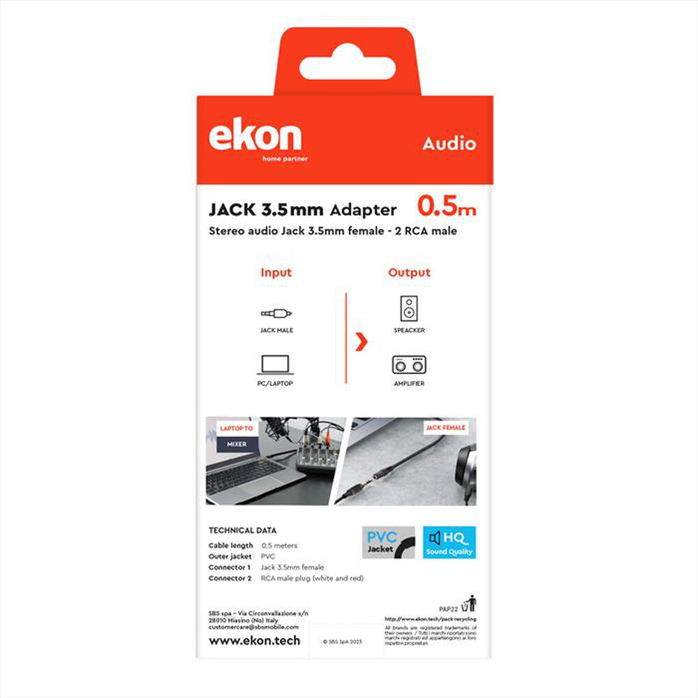 Immagine del prodotto SBS - ECAJACK2RCA05MF-Nero