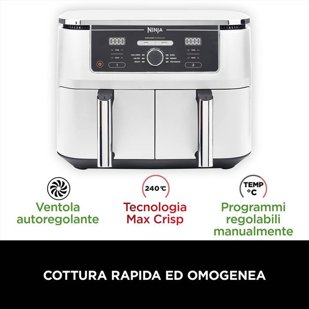 "NINJA - FRIGGITRICE AD ARIA DOPPIA MAX9,5L AF400EUWH-Bianca"