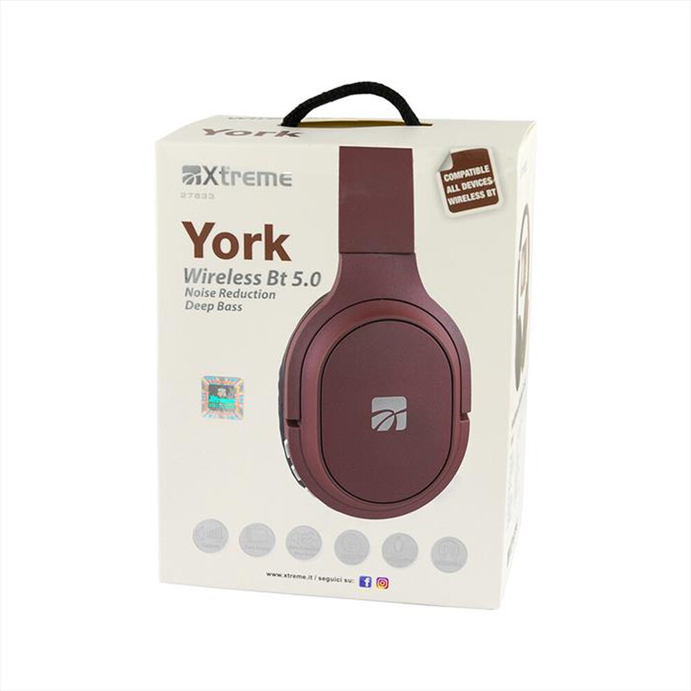 "XTREME - HEADPHONE WIRELESS BT 5.0 YORK-BORDEAUX"