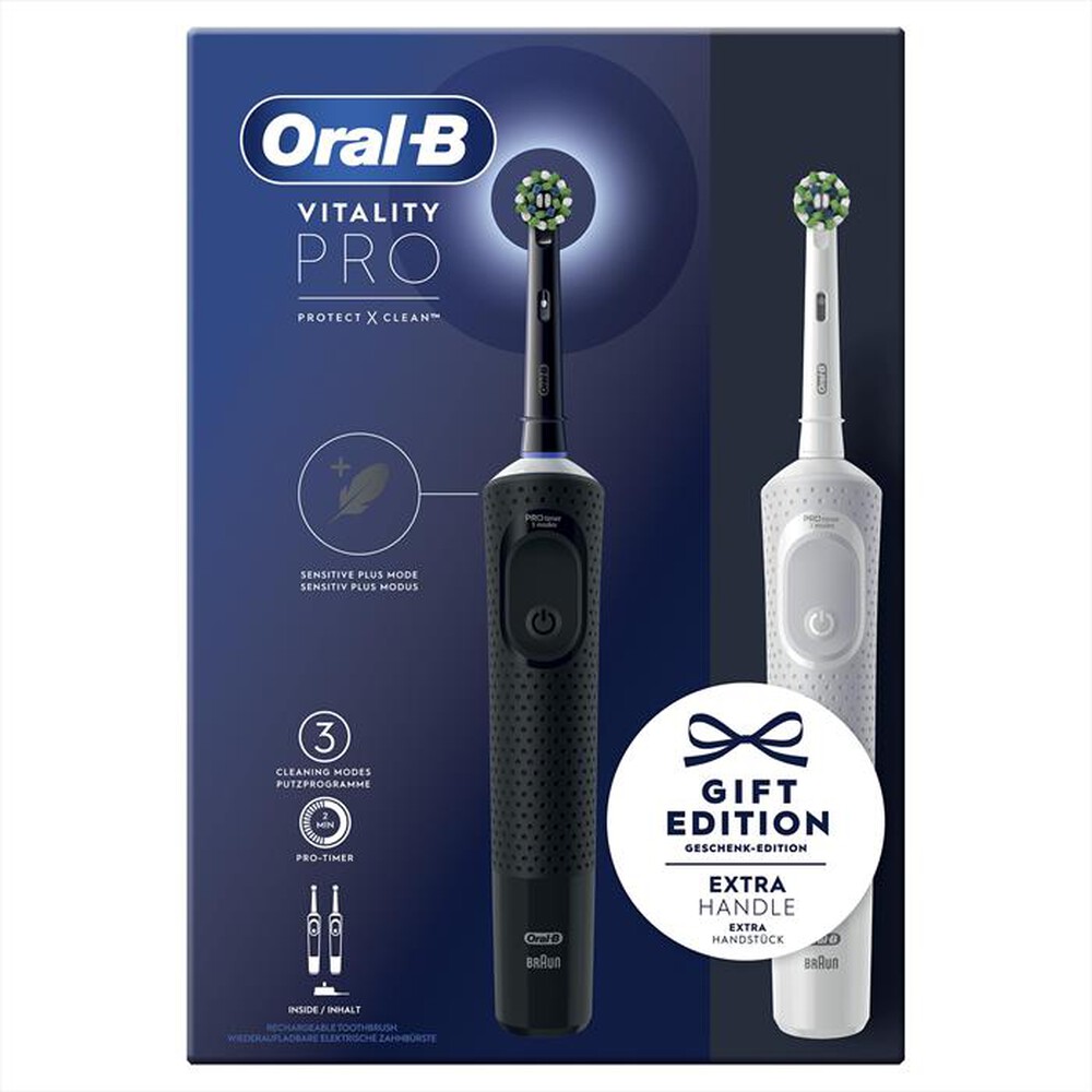 "ORAL-B - Spazzolino elettrico ricaricabile VITALITY PRO BIA-Bianco e Nero"