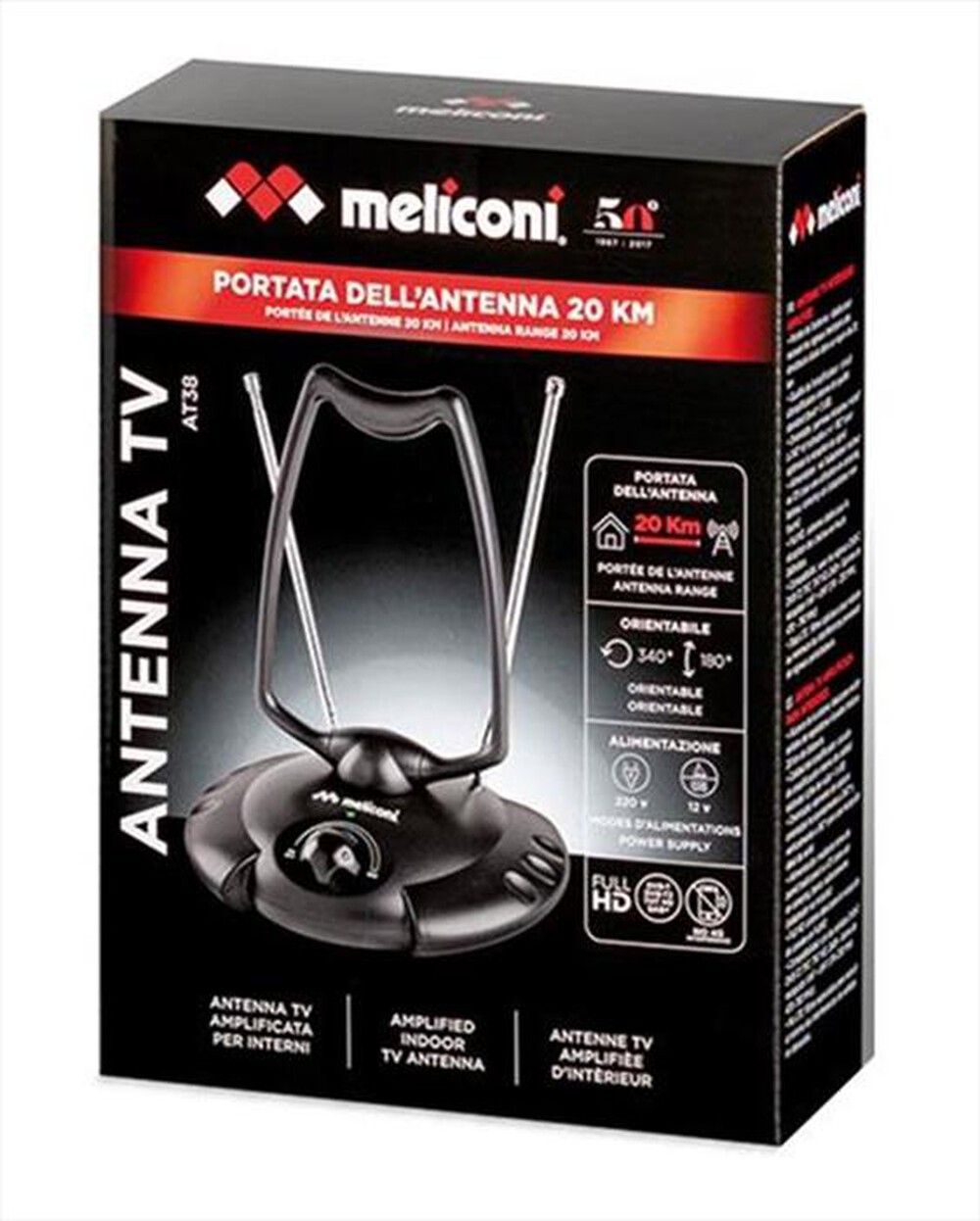 Immagine del prodotto MELICONI - MELICONI AT 38 ANTENNA AMPLIFICATA 38 DB-Nero