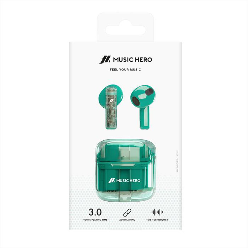 "MUSIC HERO - Auricolare bluetooth MHTWSICYBTA-Azzurro"