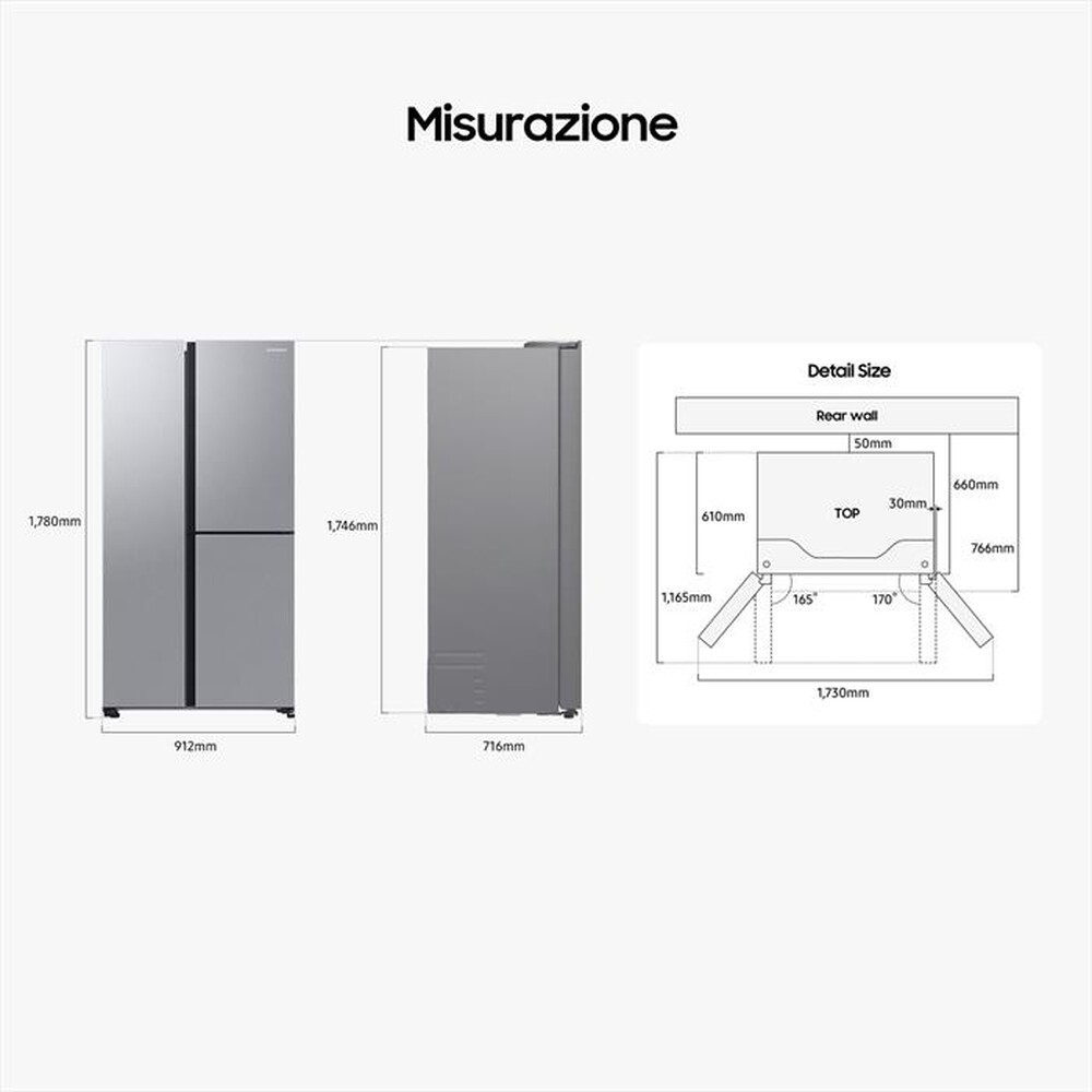 "SAMSUNG - Frigorifero 3 porte RH69B8941S9/EF Classe E 645 lt-METAL INOX"