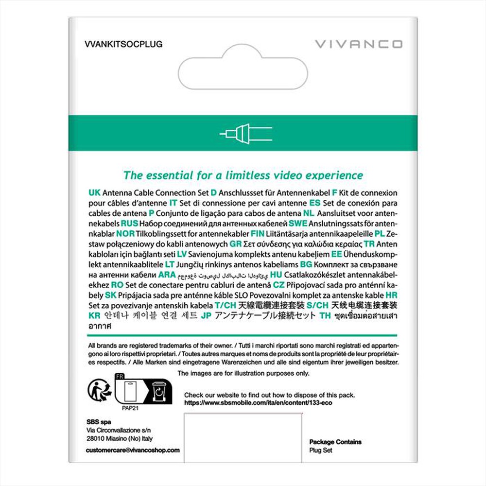 Immagine del prodotto SBS - Plug Set Coax plug a. Coax socket-Bianco