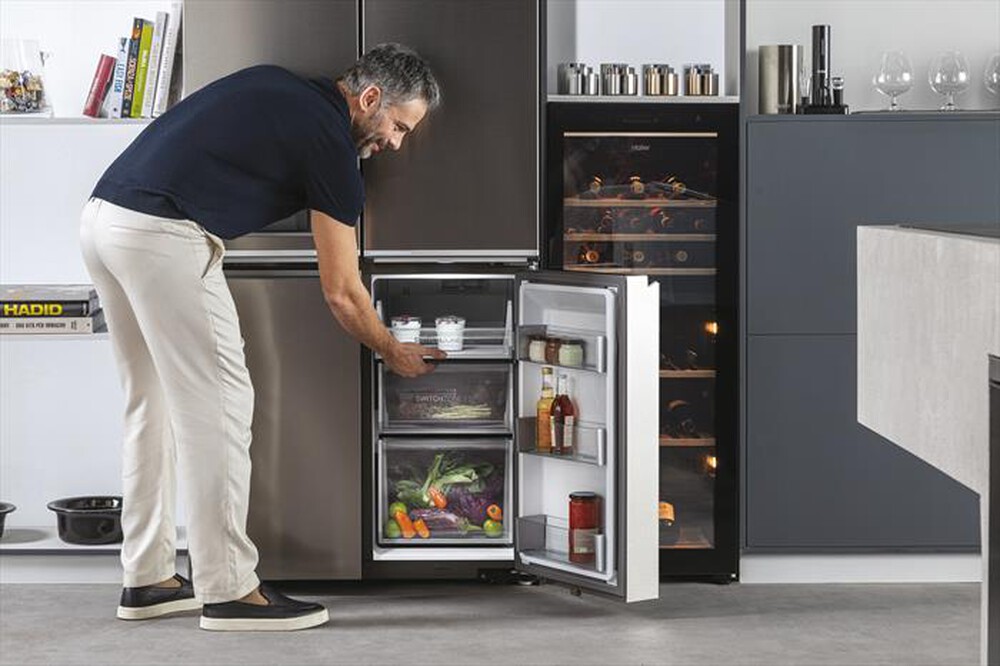 Immagine del prodotto HAIER - Frigorifero side by side HCR7918EIMP ClasseE 601lt-Platino, Acciaio inossidabile