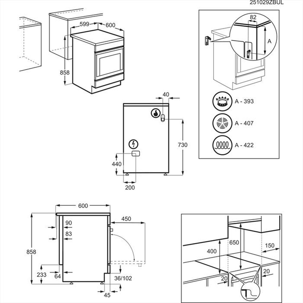 Immagine del prodotto ELECTROLUX - Cucina a gas LKK620010W Classe A-Bianco
