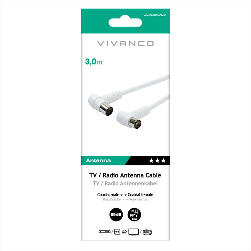 Immagine del prodotto SBS - Angle aerial lead 90 dB-Bianco