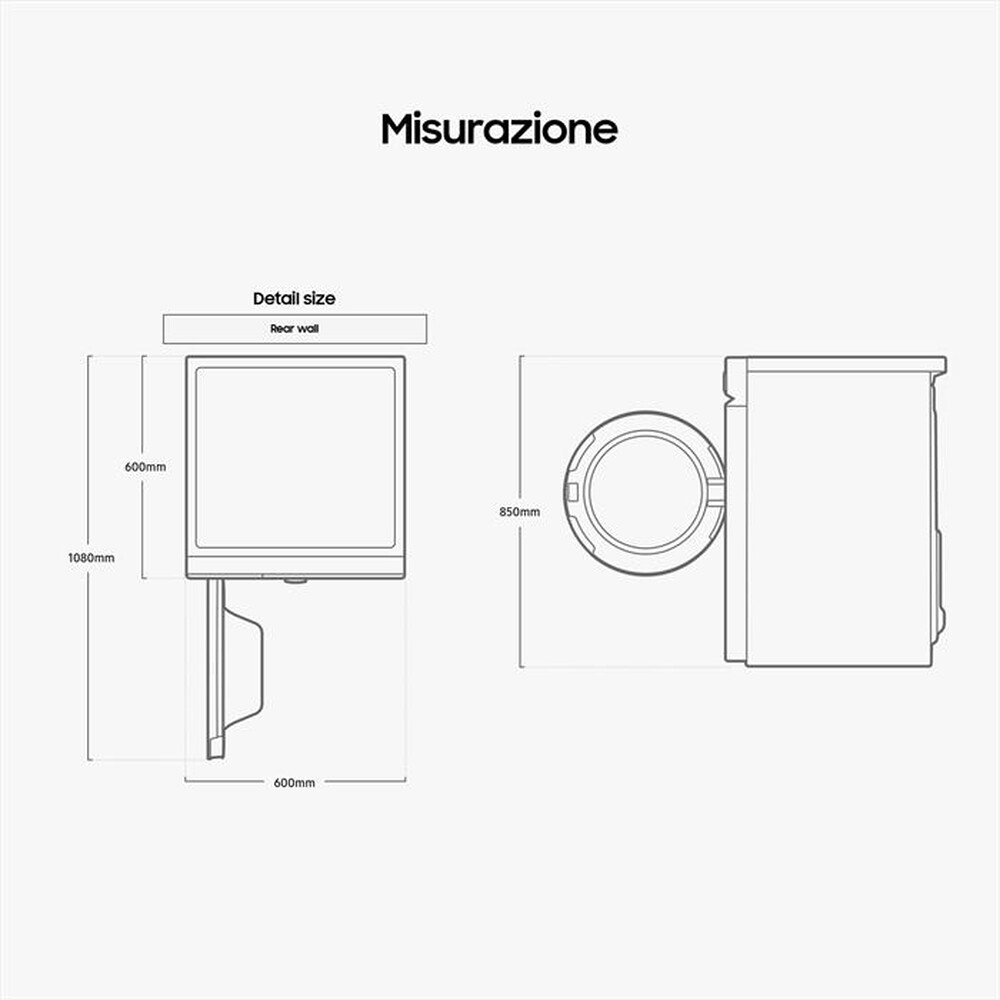 "SAMSUNG - Asciugatrice DV90BB5245AWS3 9 Kg Classe A+++-bianco oblò black"