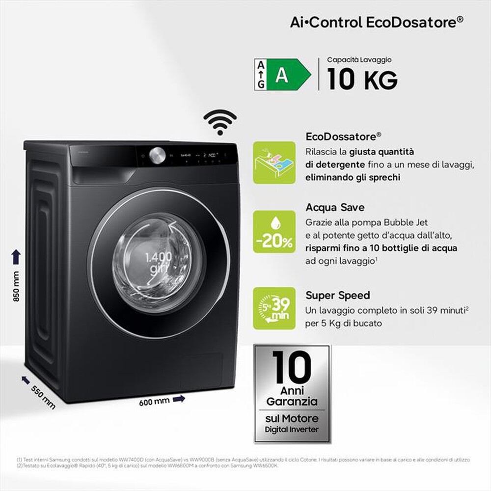 Immagine del prodotto SAMSUNG - Lavatrice WW10FG6U94LBU3 10Kg Classe A-Nero