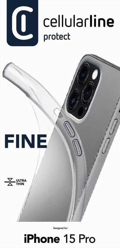 CELLULARLINE - Custodia back FINECIPH15PROT per iPhone 15 Pro-Trasparente