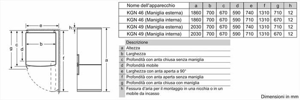 "BOSCH - Frigorifero combinato KGN49XLEA Classe E-Metal look"