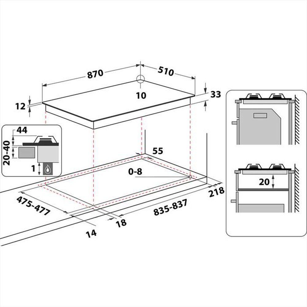 Immagine del prodotto HOTPOINT ARISTON - Piano cottura a gas PHN 960MST (AV) 6 fuochi-Oat