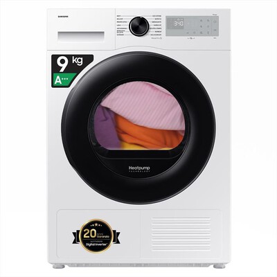 SAMSUNG - Asciugatrice DV90DG52A0AHET 9KG Classe A+++-bianco oblò nero display silve