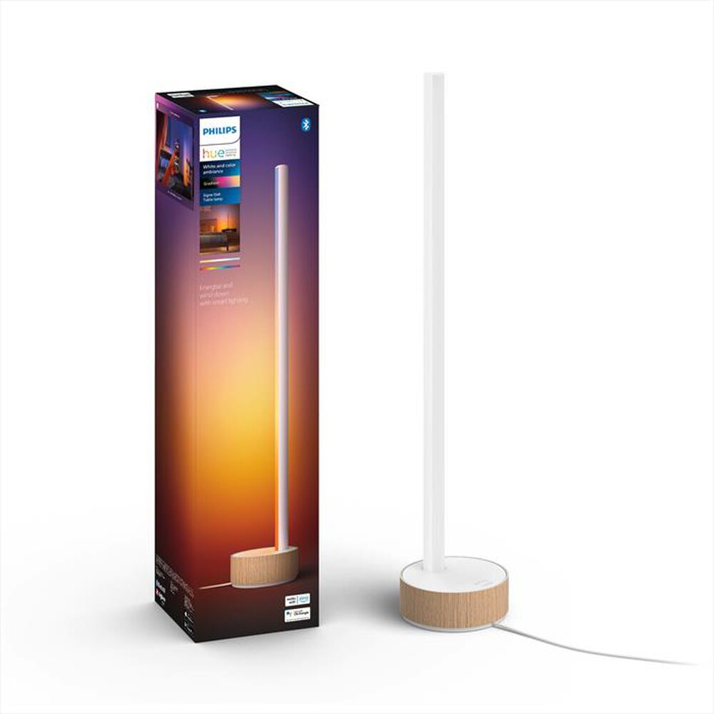 "PHILIPS - HUE GRADIENT SIGNE LAMPADA TAVOLO EFFETTO LEGNO-Bianca"