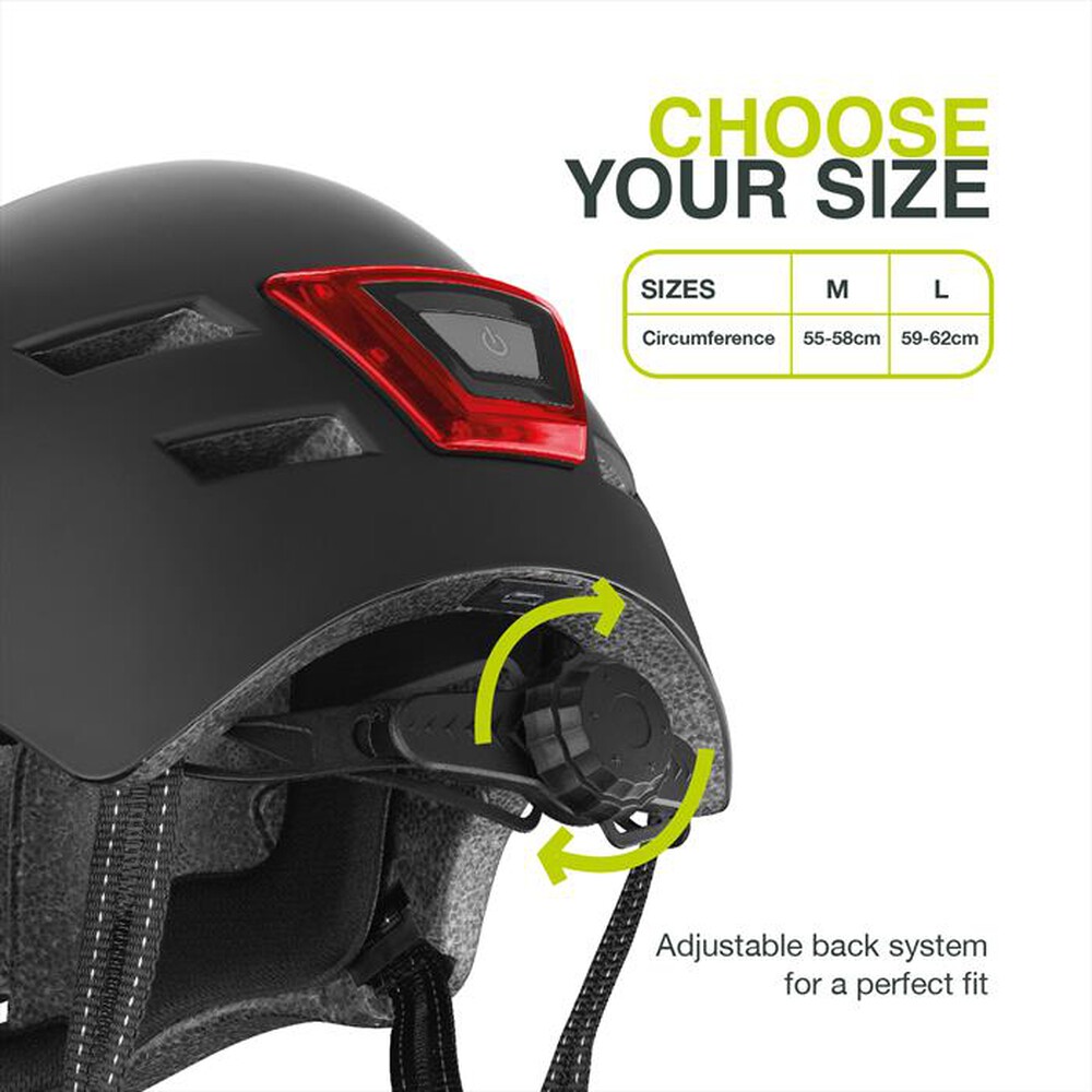 Immagine del prodotto NEWRBAN - Casco per adulti con led Taglia M NEWMLEDHELMETMK-Nero