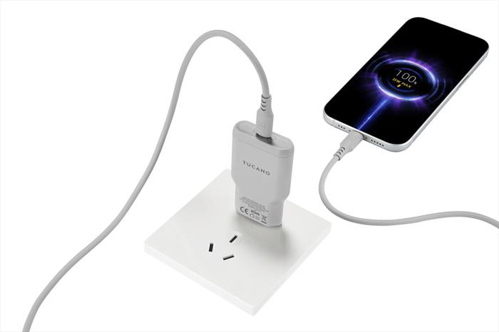 Immagine del prodotto TUCANO - Power Kit ONE: Caricatore GaN 35W + Cavo USB-C 60W-GRIGIO