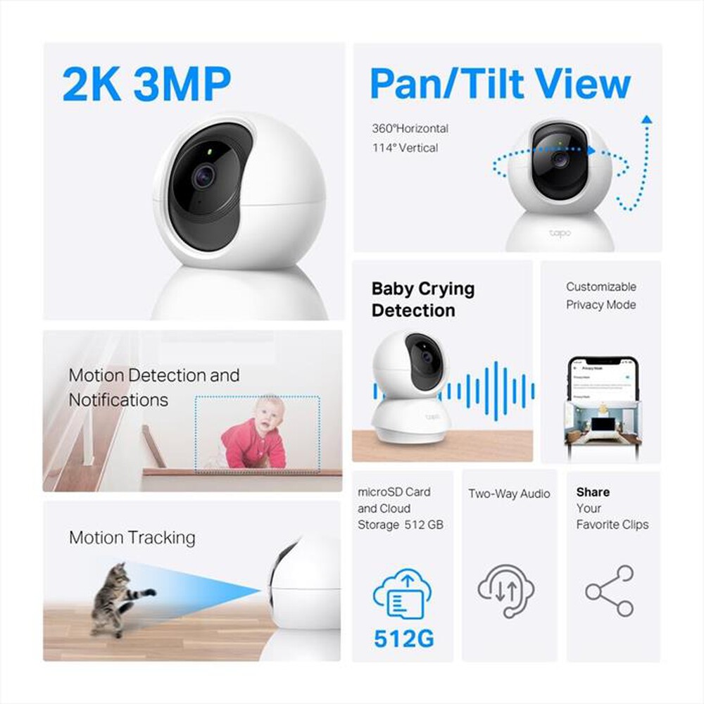 "TP-LINK - Telecamera TC71 PAN/TILT HOME SECURITY 2K WI-FI"