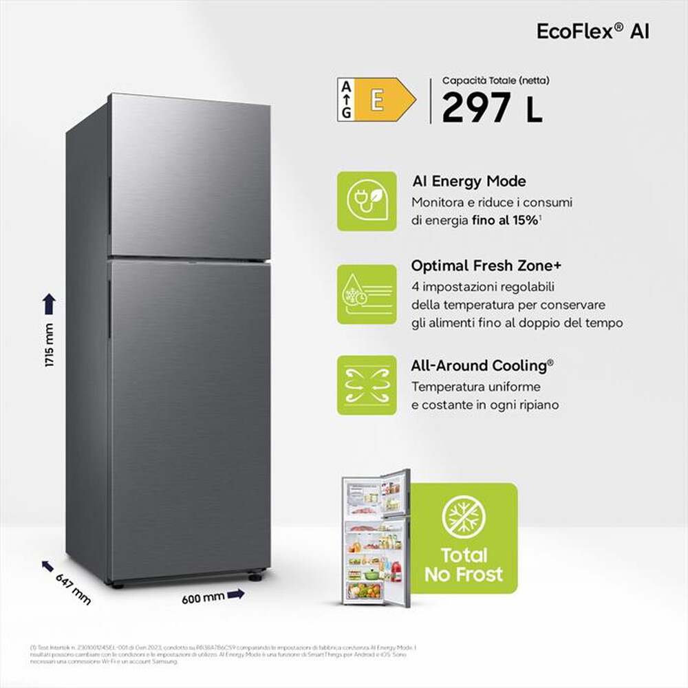 Immagine del prodotto SAMSUNG - Frigorifero 2 porte RT31CG5624S9ES Classe E 297 lt-Metal Inox