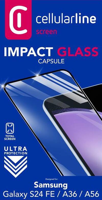 CELLULARLINE - IMPACT GLASS CAPSULE - GALAXY S24 FE / A36 / A56-Transparent