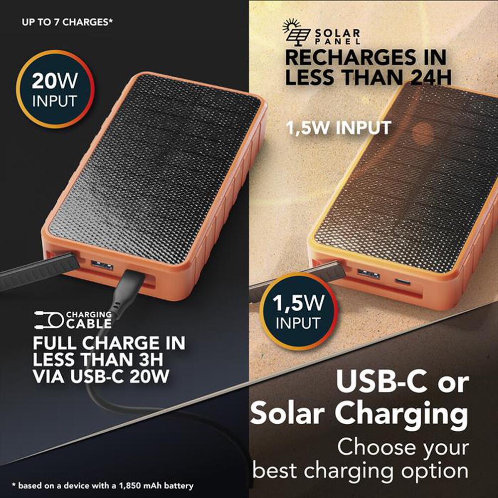 Immagine del prodotto CELLULARLINE - POWER BANK SOLAR 20000-Arancione