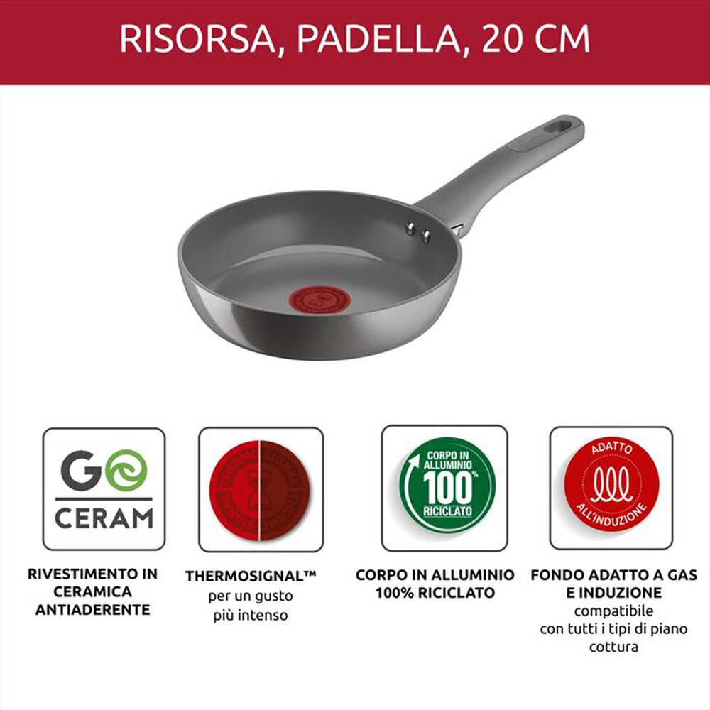 "LAGOSTINA - Padella 20 cm in ceramica 010274040120-Grigio"