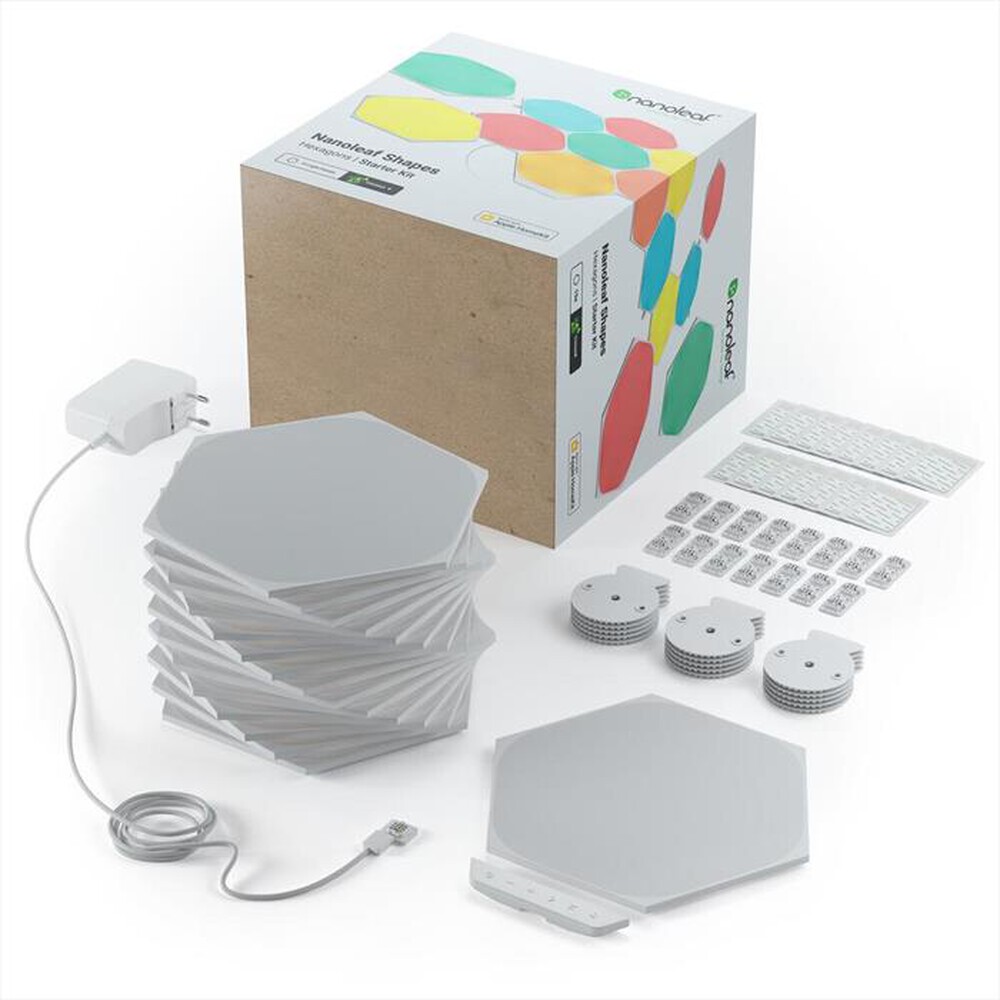 "NANOLEAF - NANOLEAF SHAPES SMARTER KIT - 15 ESAGONI LUMINOSI-WHITE"