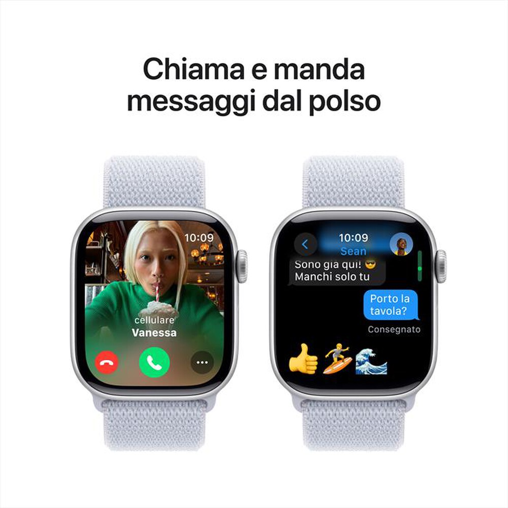 "APPLE - Watch Series 10 GPS 42mm Alluminio-Argento - Sport Loop Blu Cloud"