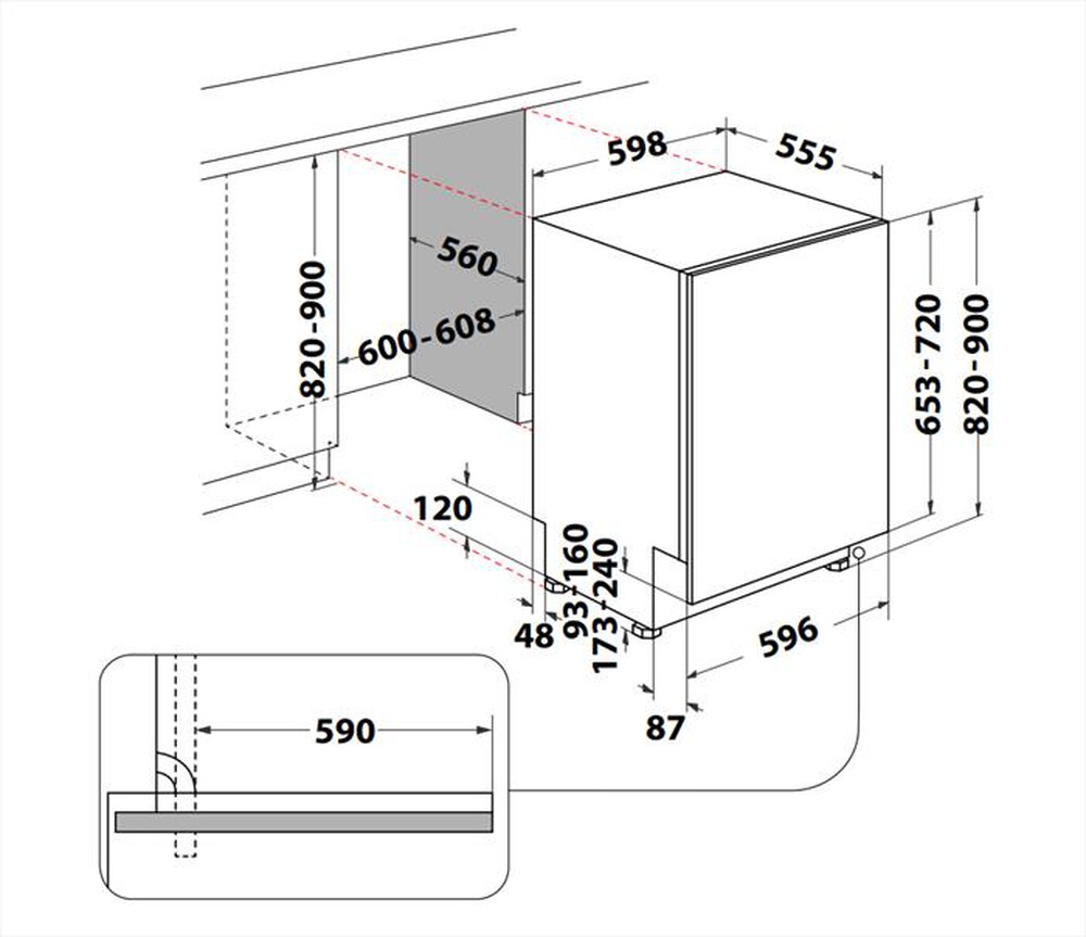 "WHIRLPOOL - Lavastoviglie incasso WIC 3C33 F Classe D"