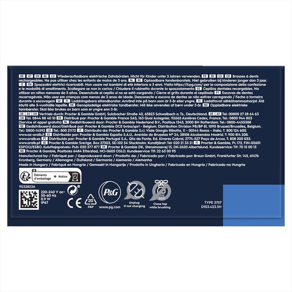 "ORAL-B - Spazzolino elettrico PW VITALITY PRO DUO HBOX-Blu, Nero"