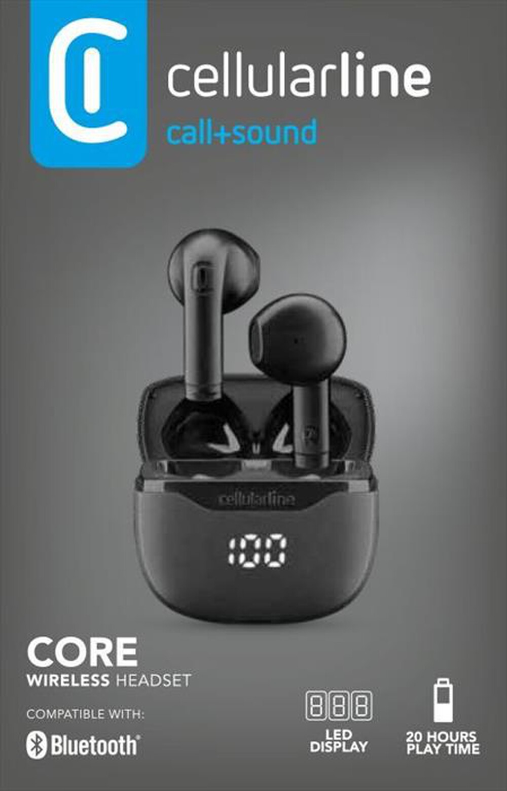 "CELLULARLINE - CORE AURICOLARE BLUETOOTH TWS NERO-Nero"