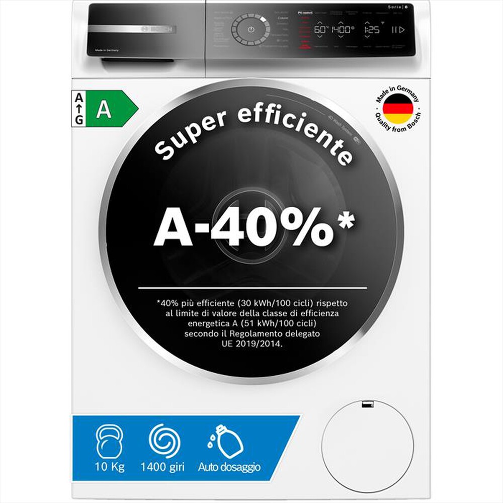 Immagine del prodotto BOSCH - Lavatrice Serie 8 WGB254A1IT 10Kg 1400g/m Classe A-Bianca