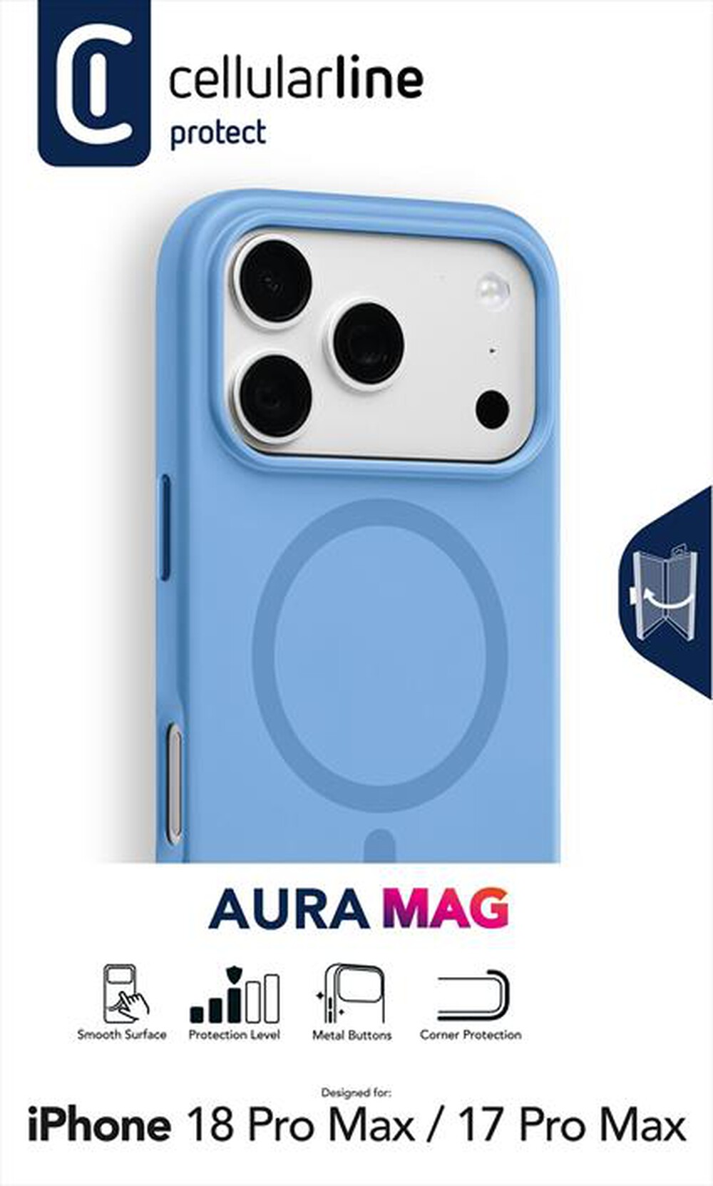 Immagine del prodotto CELLULARLINE - Cover AURA MAG per iPhone 18 Pro Max-Blu