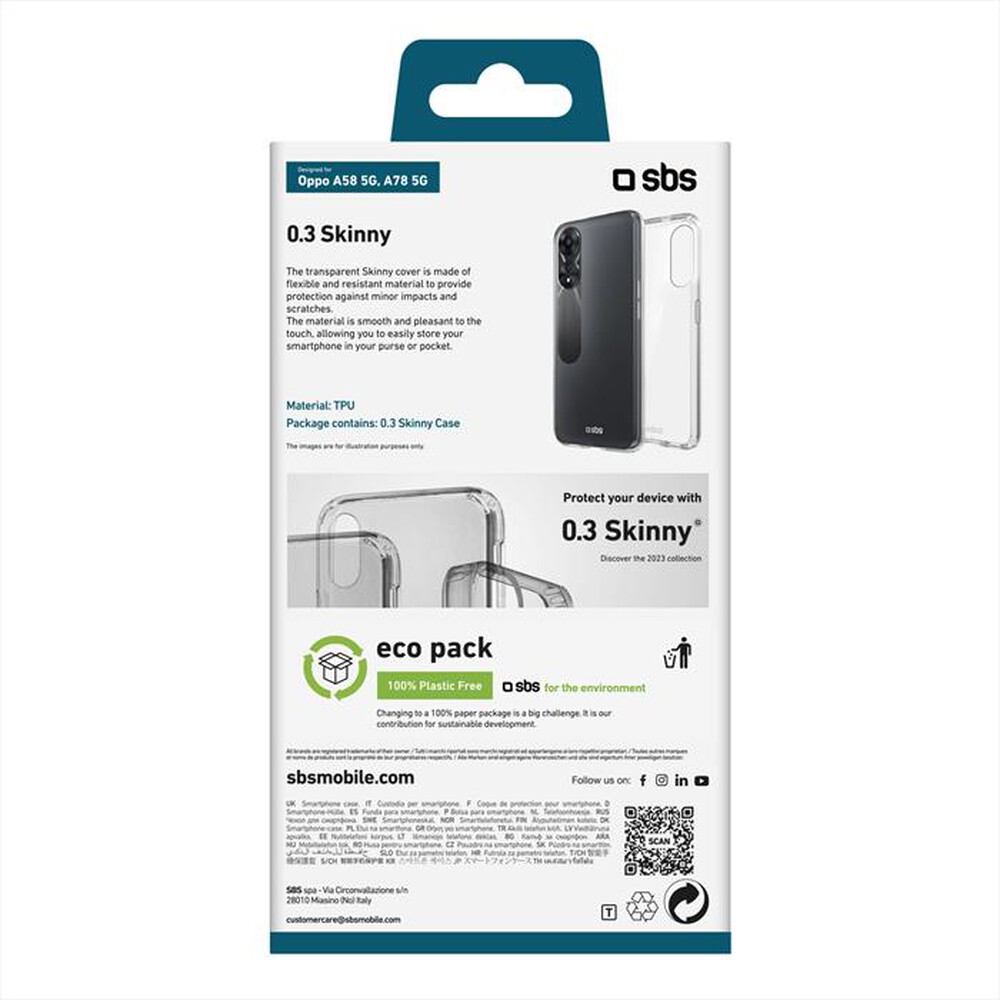 Immagine del prodotto SBS - Cover skinny TESKINOPA58T per Oppo A58 5G/A78 5G-Trasparente