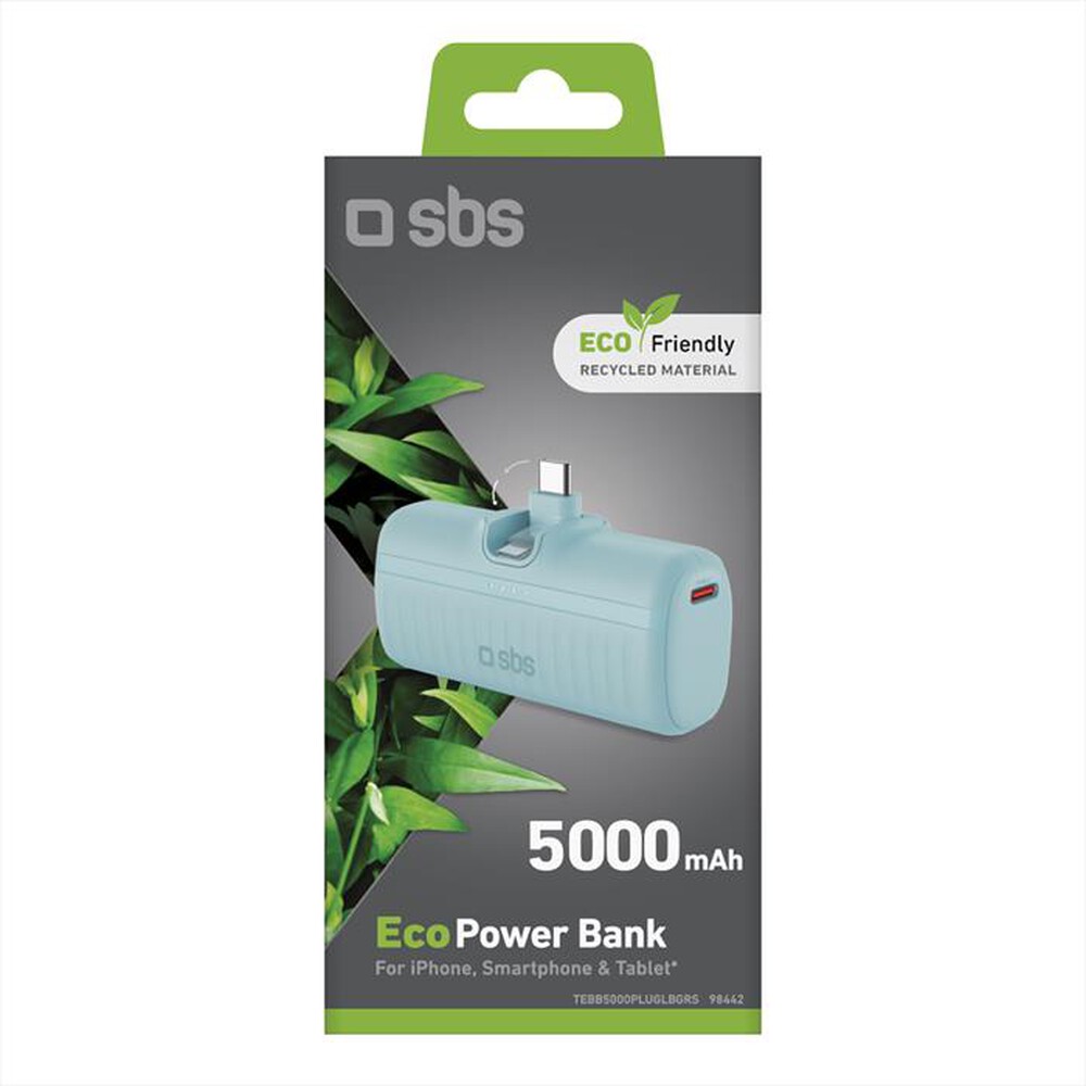 Immagine del prodotto SBS - EcoPower Bank 5000mAh - TEBB5000PLUGLBGRS-Verde